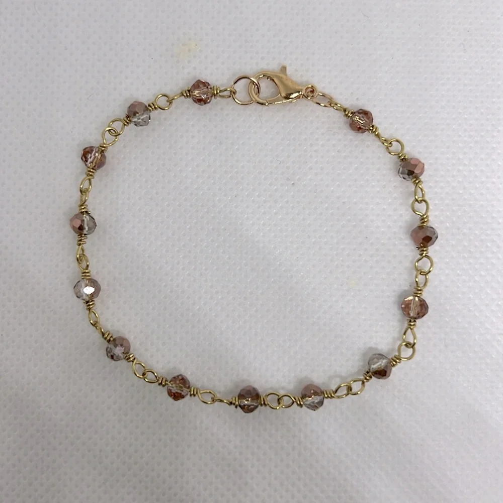Dainty Firepolished Copper Glass Bead Bracelet - Picture 3 of 6